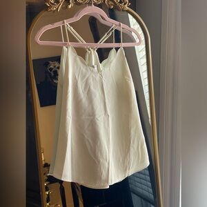 J. Crew Factory Ivory Scalloped Racerback Camisole Tank